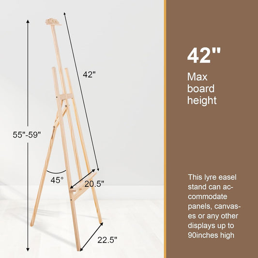 LAVFOX Adjustable Wooden Easel Stand for Painting Canvas, Folding Art Display Easel for Wedding Sign and Poster, Fits Up to 42 Inches