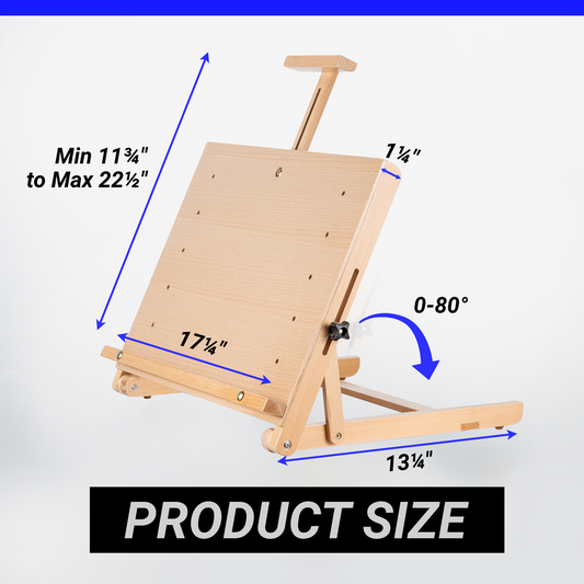 LAVFOX Tabletop Easel for Painting, Premium Wood Desktop Art Easel with Storage Supply Drawer, Adjustable Wooden A-Frame Painting Board Display Stand for Artists and Students, Natural Beech Wood