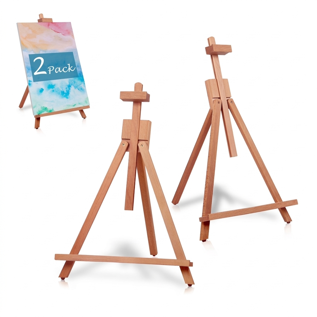 25" Beechwood Tabletop Easel, A-Frame Display Stand for Painting, Canvas, Photos, and Signs