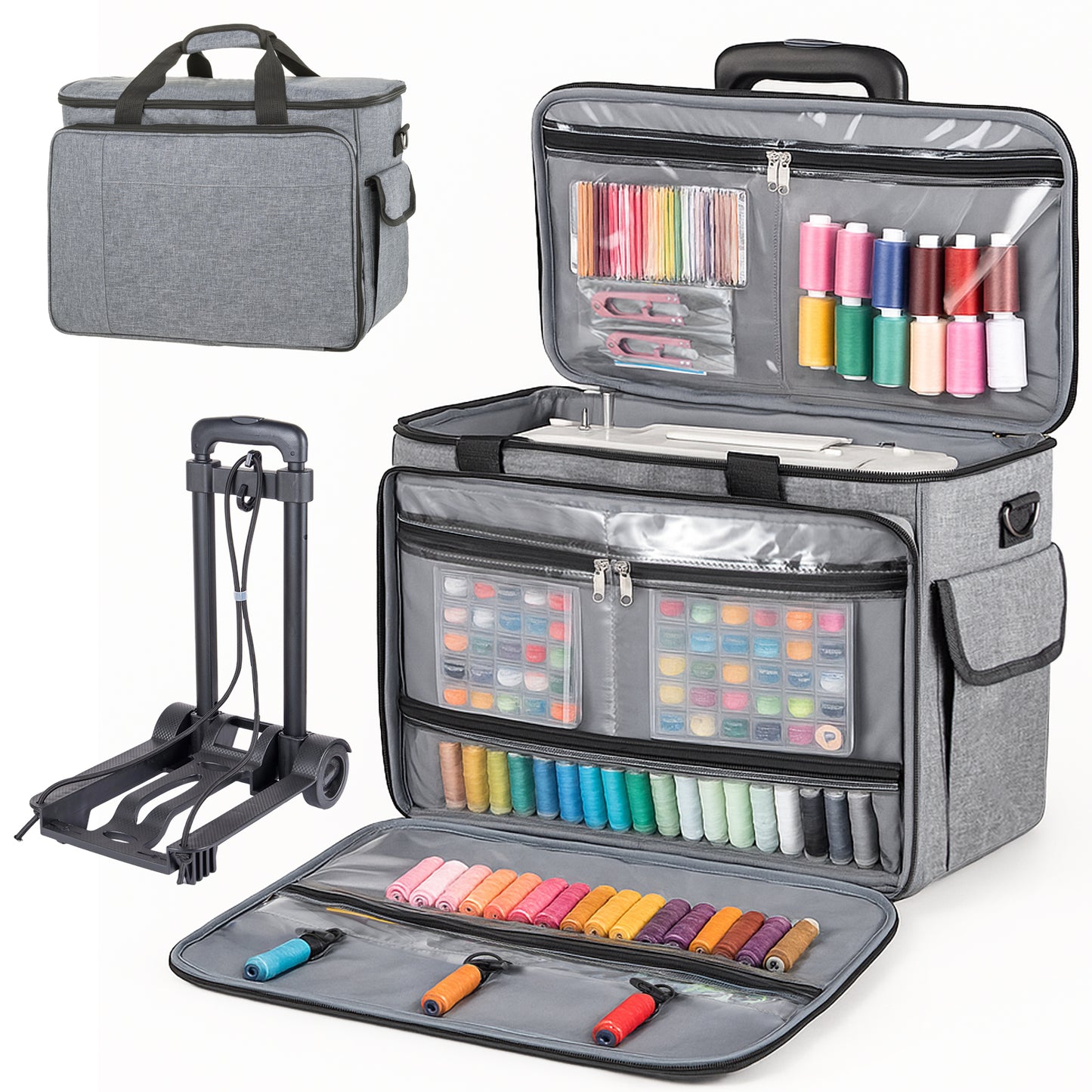 Sewing Machine Carrying Case, Portable Travel Bag with Shoulder Strap, Universal Heavy Duty Storage Tote for Standard Sewing Machines