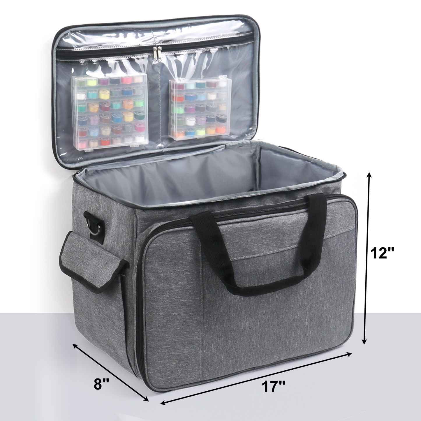 Sewing Machine Carrying Case, Portable Travel Bag with Shoulder Strap, Universal Heavy Duty Storage Tote for Standard Sewing Machines