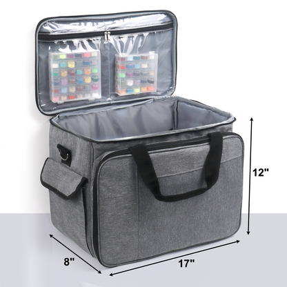 Sewing Machine Carrying Case, Portable Travel Bag with Shoulder Strap, Universal Heavy Duty Storage Tote for Standard Sewing Machines