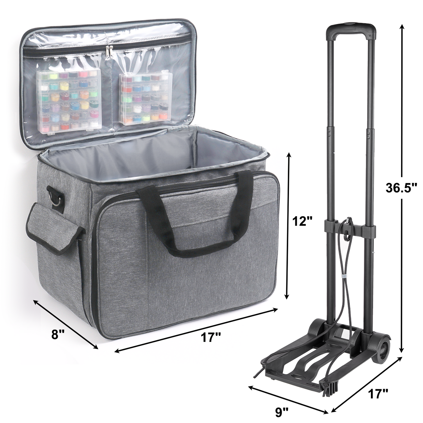 Sewing Machine Carrying Case, Portable Travel Bag with Shoulder Strap, Universal Heavy Duty Storage Tote for Standard Sewing Machines