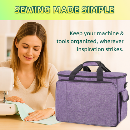 Sewing Machine Carrying Case, Portable Travel Bag with Shoulder Strap, Universal Heavy Duty Storage Tote for Standard Sewing Machines