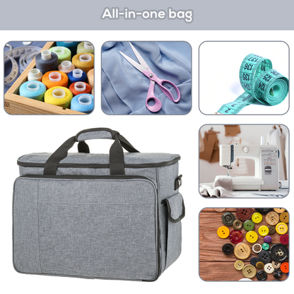 Sewing Machine Carrying Case, Portable Travel Bag with Shoulder Strap, Universal Heavy Duty Storage Tote for Standard Sewing Machines
