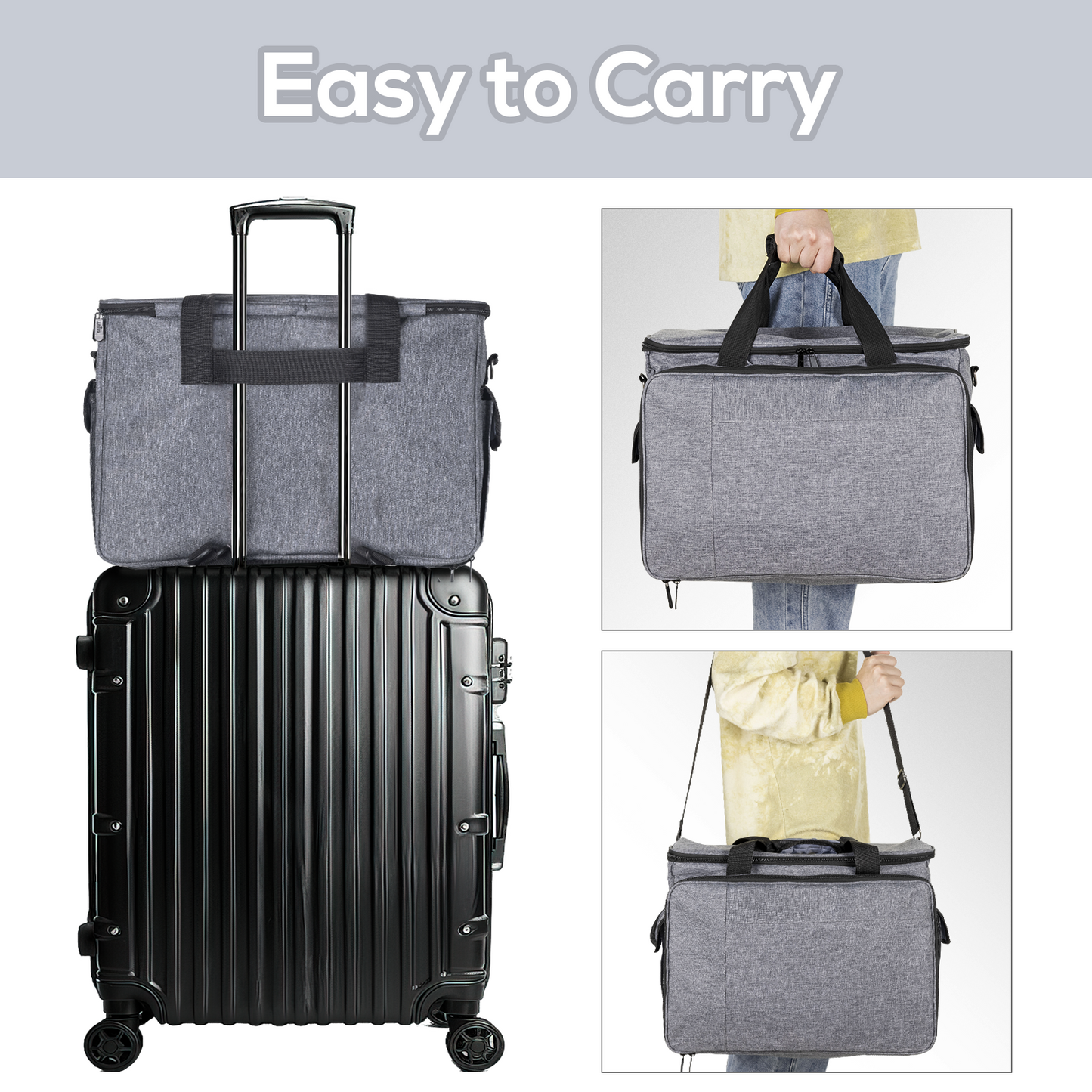Sewing Machine Carrying Case, Portable Travel Bag with Shoulder Strap, Universal Heavy Duty Storage Tote for Standard Sewing Machines