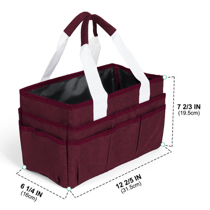 LAVFOX Craft Organizer Tote Bag, Multi-Pocket Art Storage Caddy Bag for Sewing, Scrapbooking, and Drawing, Portable Desktop Utility Organizer for School, Medical, and Office Supplies