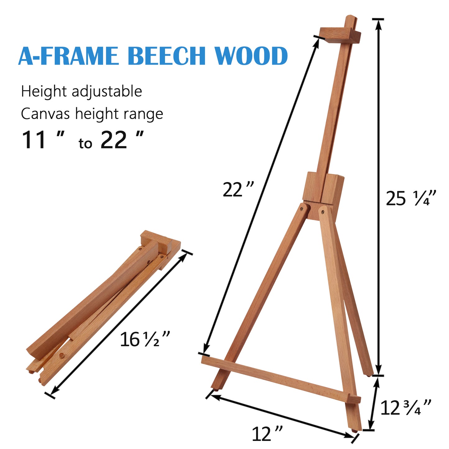 25" Beechwood Tabletop Easel, A-Frame Display Stand for Painting, Canvas, Photos, and Signs