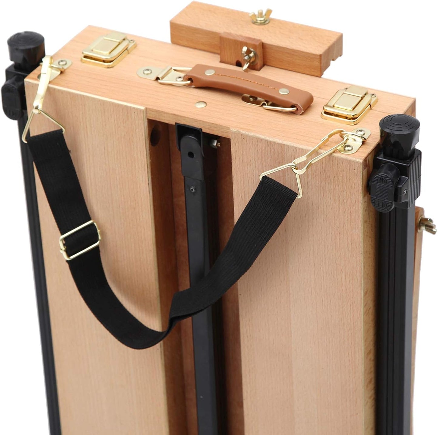 LAVFOX Lightweight French Style Field Easel with Aluminum Tripod, Adjustable Beechwood Standing Sketchbox Easel with Storage Drawer and Palette for Artists