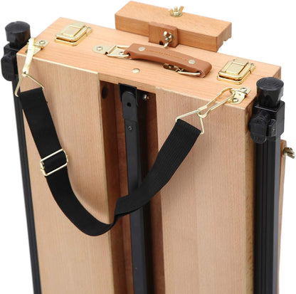 LAVFOX Lightweight French Style Field Easel with Aluminum Tripod, Adjustable Beechwood Standing Sketchbox Easel with Storage Drawer and Palette for Artists