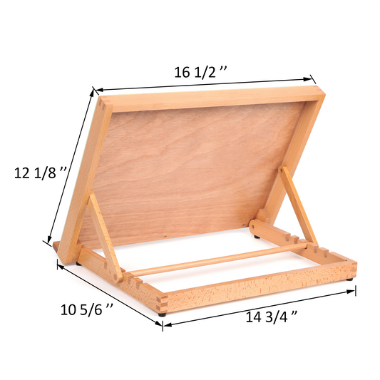 LAVFOX 5-Position Adjustable Wood Drafting Table Easel, 16.5 x 12 Inches Drawing and Sketching Board, Folding Tabletop Desk Easel Stand for Artists and Students, Natural Wood