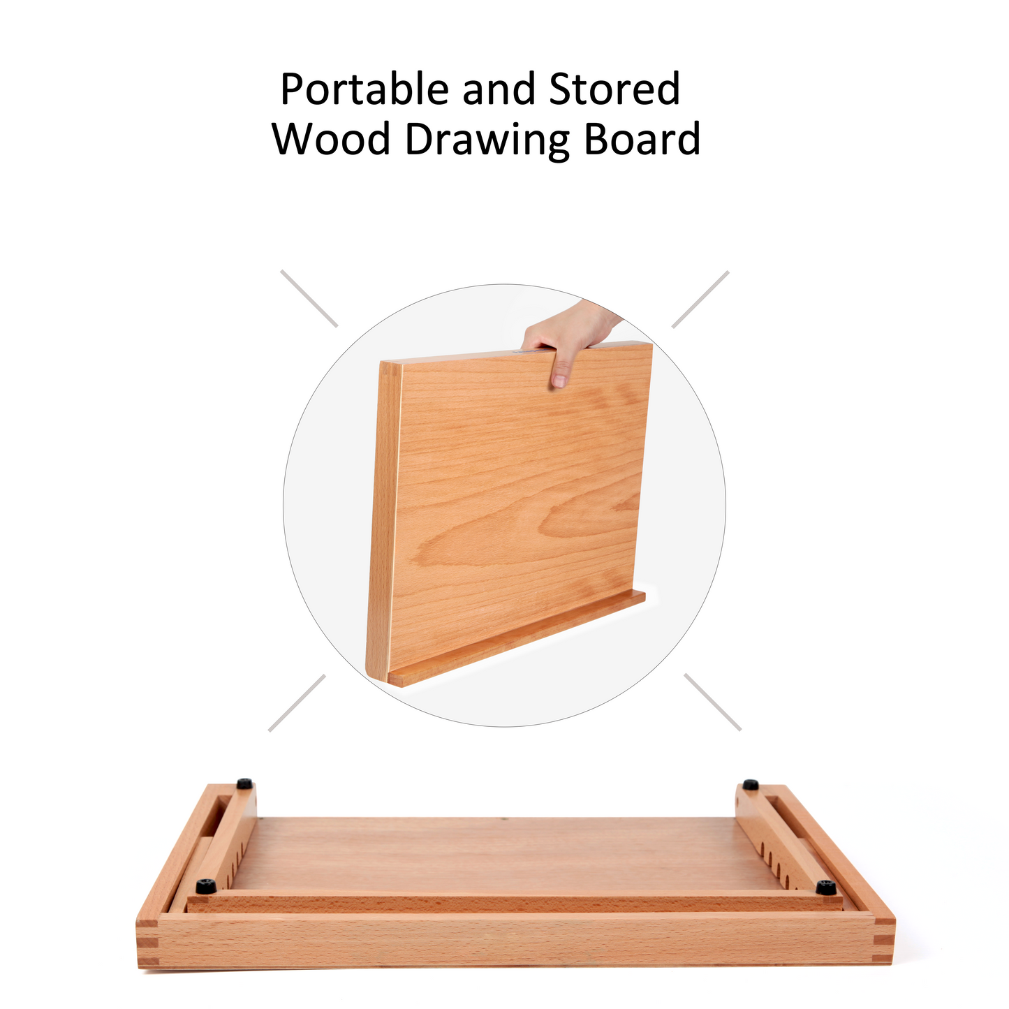 LAVFOX 5-Position Adjustable Wood Drafting Table Easel, 16.5 x 12 Inches Drawing and Sketching Board, Folding Tabletop Desk Easel Stand for Artists and Students, Natural Wood