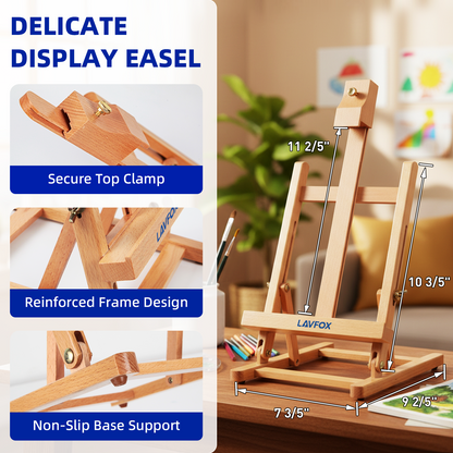 Kids Acrylic Painting Starter Kit with Table Easel, 52-Piece Art Set Including Paints, Brushes, Canvas Panels and Art Smock for Beginners