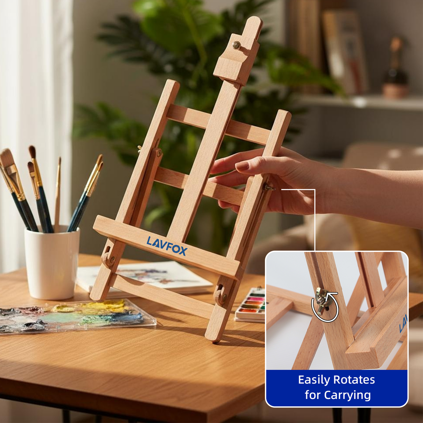Kids Acrylic Painting Starter Kit with Table Easel, 52-Piece Art Set Including Paints, Brushes, Canvas Panels and Art Smock for Beginners