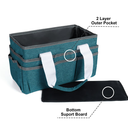 LAVFOX Craft Organizer Tote Bag, Multi-Pocket Art Storage Caddy Bag for Sewing, Scrapbooking, and Drawing, Portable Desktop Utility Organizer for School, Medical, and Office Supplies