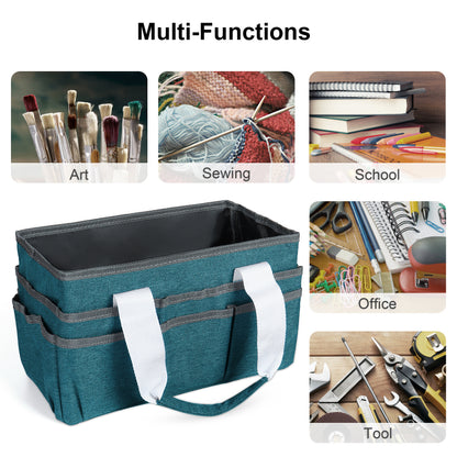 LAVFOX Craft Organizer Tote Bag, Multi-Pocket Art Storage Caddy Bag for Sewing, Scrapbooking, and Drawing, Portable Desktop Utility Organizer for School, Medical, and Office Supplies