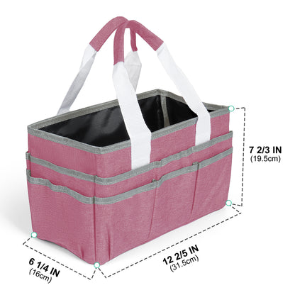 LAVFOX Craft Organizer Tote Bag, Multi-Pocket Art Storage Caddy Bag for Sewing, Scrapbooking, and Drawing, Portable Desktop Utility Organizer for School, Medical, and Office Supplies