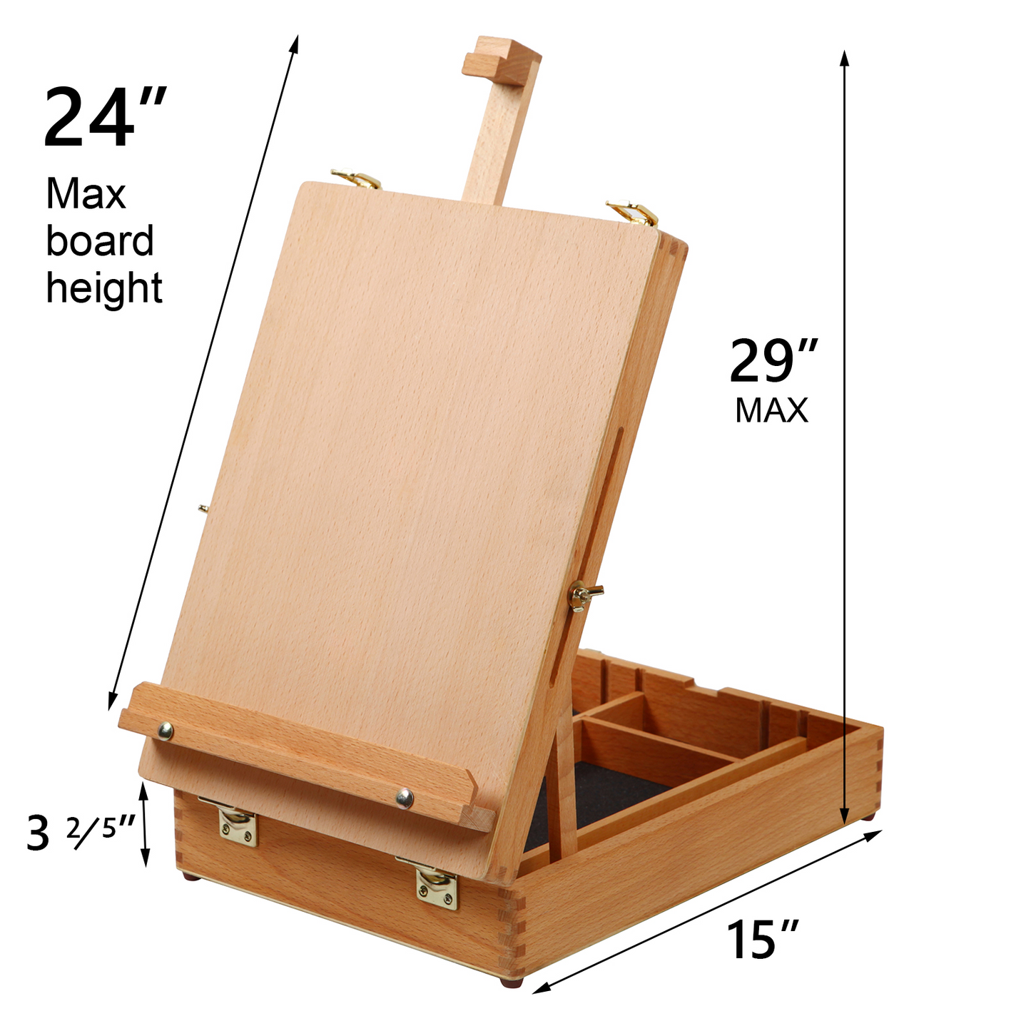 Wooden Tabletop Easel, Portable Solid Wood Desktop Sketchbox for Painting & Drawing, Pro & Beginner