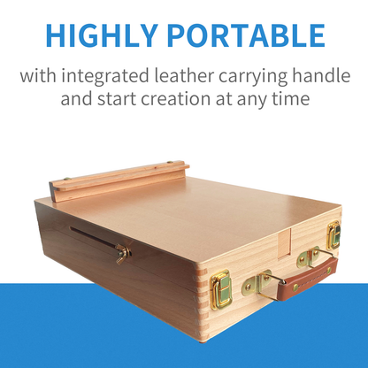 Wooden Tabletop Easel, Portable Solid Wood Desktop Sketchbox for Painting & Drawing, Pro & Beginner