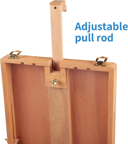 Wooden Tabletop Easel, Portable Solid Wood Desktop Sketchbox for Painting & Drawing, Pro & Beginner