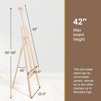 LAVFOX Adjustable Wooden Easel Stand for Painting Canvas, Folding Art Display Easel for Wedding Sign and Poster, Fits Up to 42 Inches