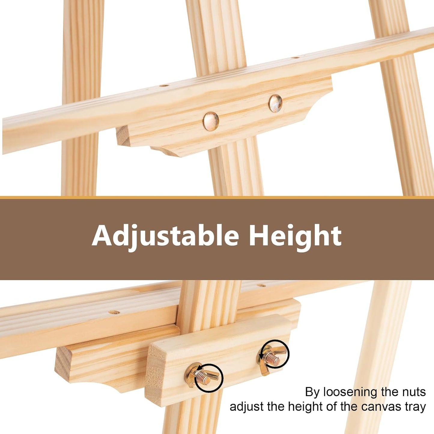 LAVFOX Adjustable Wooden Easel Stand for Painting Canvas, Folding Art Display Easel for Wedding Sign and Poster, Fits Up to 42 Inches