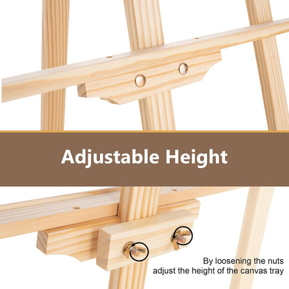 LAVFOX Adjustable Wooden Easel Stand for Painting Canvas, Folding Art Display Easel for Wedding Sign and Poster, Fits Up to 42 Inches
