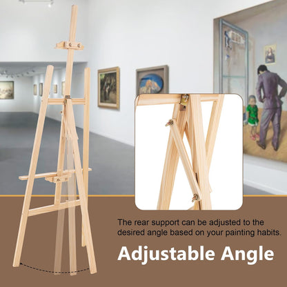 LAVFOX Adjustable Wooden Easel Stand for Painting Canvas, Folding Art Display Easel for Wedding Sign and Poster, Fits Up to 42 Inches