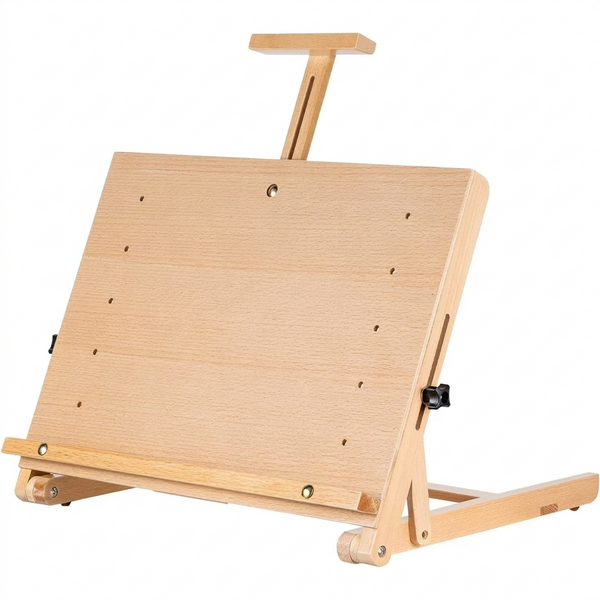 LAVFOX Tabletop Easel for Painting, Premium Wood Desktop Art Easel with Storage Supply Drawer, Adjustable Wooden A-Frame Painting Board Display Stand for Artists and Students, Natural Beech Wood