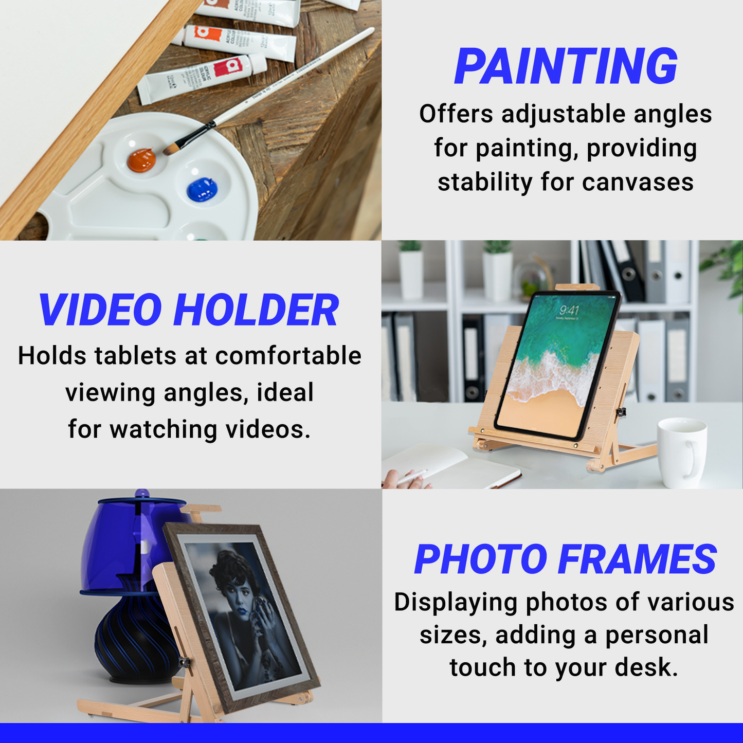 LAVFOX Tabletop Easel for Painting, Premium Wood Desktop Art Easel with Storage Supply Drawer, Adjustable Wooden A-Frame Painting Board Display Stand for Artists and Students, Natural Beech Wood