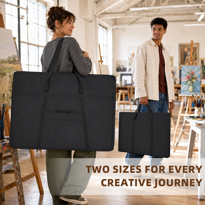 LAVFOX Art Portfolio Tote, Lightweight Weather-Resistant Artwork Carrying Case with Handles for Posters, Sketching Boards, and Drawing Supplies, Black