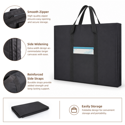 LAVFOX Art Portfolio Tote, Lightweight Weather-Resistant Artwork Carrying Case with Handles for Posters, Sketching Boards, and Drawing Supplies, Black
