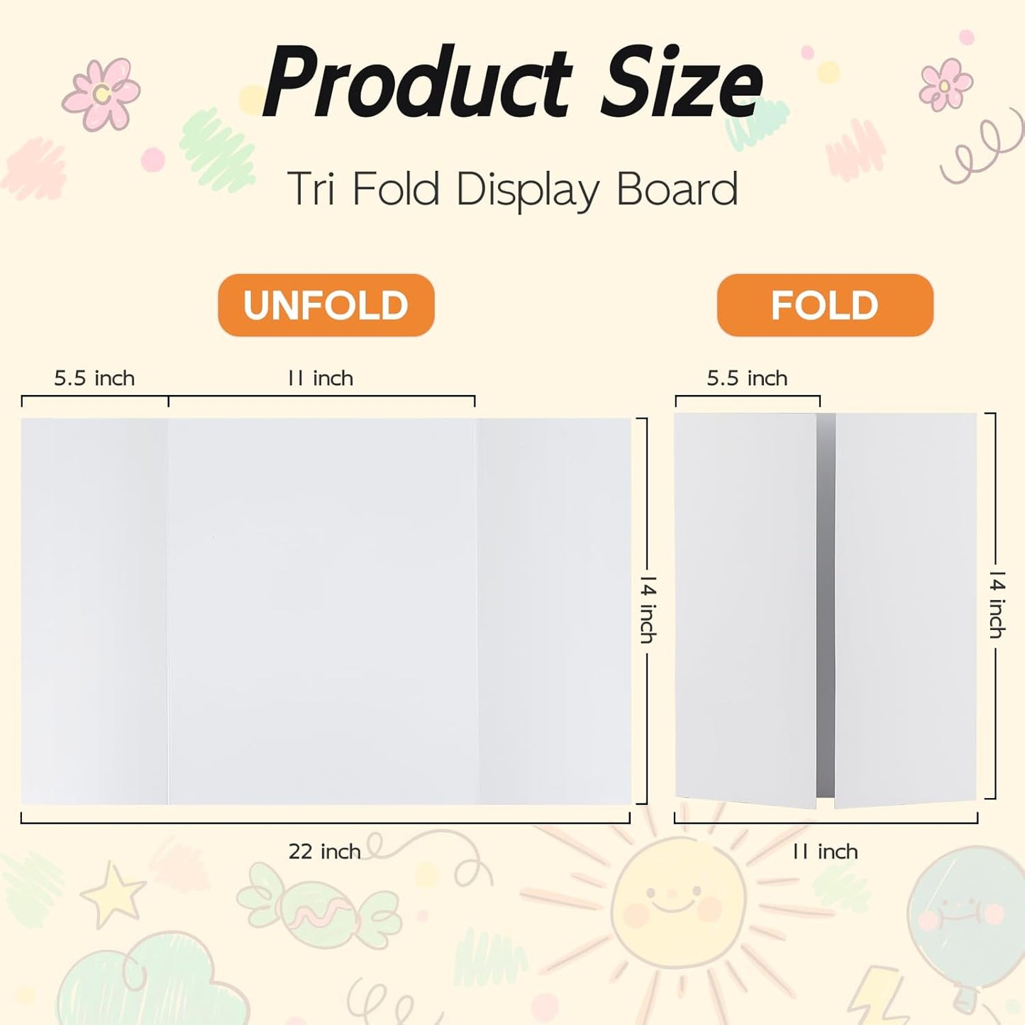 LAVFOX White Trifold Poster Board, Tabletop Presentation Board for Science Fair, School Projects, and Business Exhibitions Fair, Classroom Projects, and Desktop Presentations
