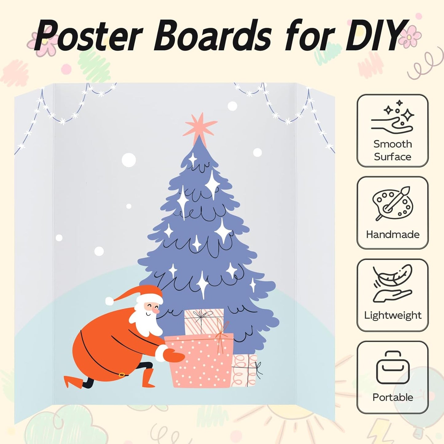 LAVFOX White Trifold Poster Board, Tabletop Presentation Board for Science Fair, School Projects, and Business Exhibitions Fair, Classroom Projects, and Desktop Presentations