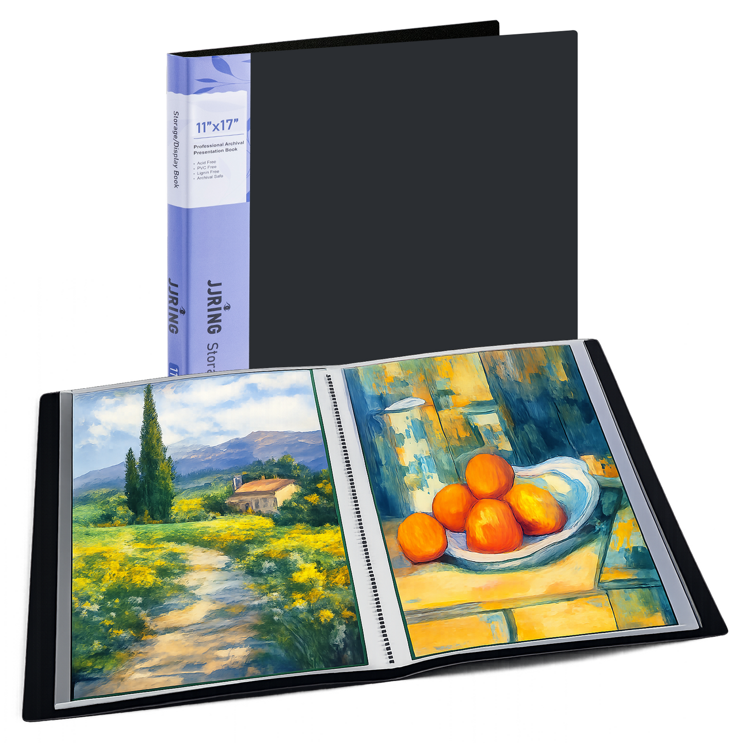 LAVFOX Art Portfolio Folder with Plastic Sleeves, 24-Pocket Presentation Binder Book Displaying 48 Pages for Artwork and Photography Storage, Black
