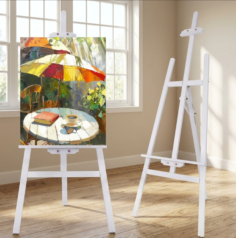 LAVFOX Adjustable Wooden Easel Stand for Painting Canvas, Folding Art Display Easel for Wedding Sign and Poster, Fits Up to 42 Inches