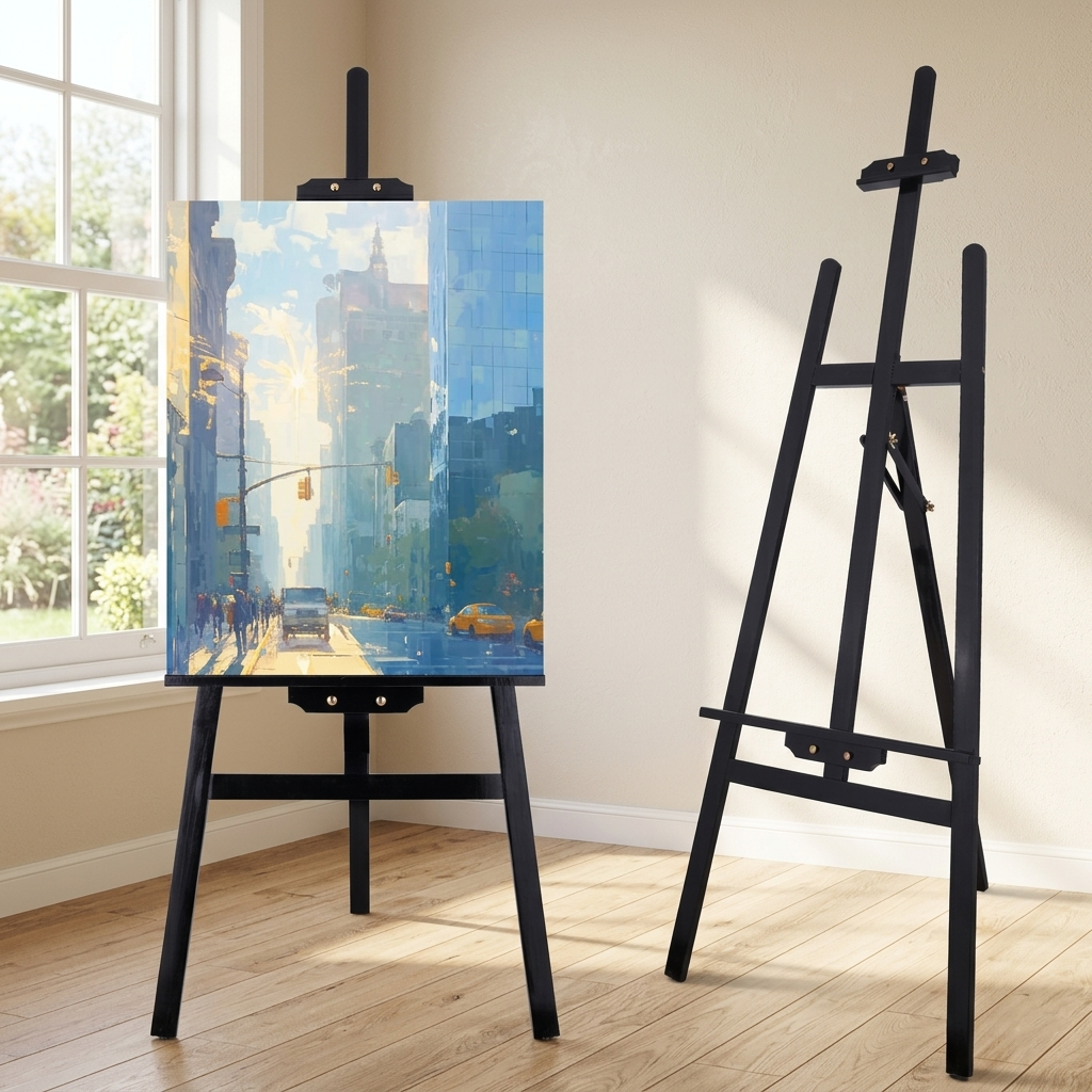 LAVFOX Adjustable Wooden Easel Stand for Painting Canvas, Folding Art Display Easel for Wedding Sign and Poster, Fits Up to 42 Inches