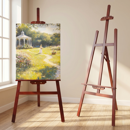LAVFOX Adjustable Wooden Easel Stand for Painting Canvas, Folding Art Display Easel for Wedding Sign and Poster, Fits Up to 42 Inches