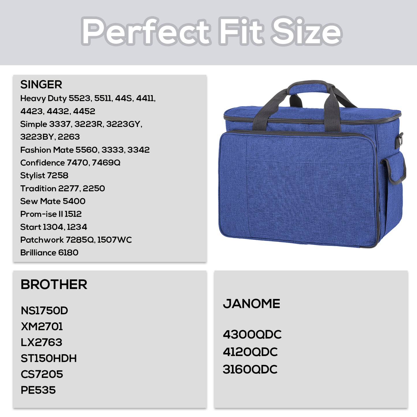 Sewing Machine Carrying Case, Portable Travel Bag with Shoulder Strap, Universal Heavy Duty Storage Tote for Standard Sewing Machines