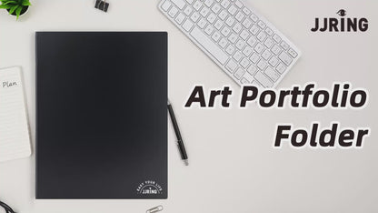LAVFOX Art Portfolio Folder with Plastic Sleeves, 24-Pocket Presentation Binder Book Displaying 48 Pages for Artwork and Photography Storage, Black